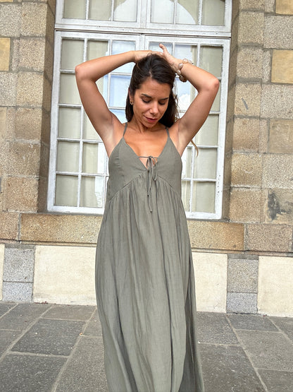 Robe longue Stella kaki