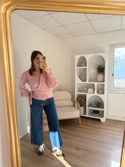 Cardigan à noeud en laine et mohair Pia rose