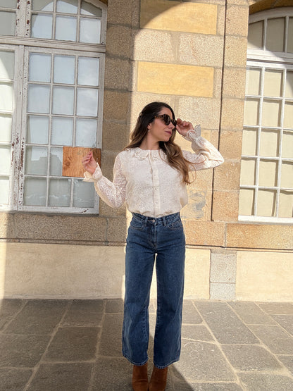 Blouse en dentelle écrue Constance