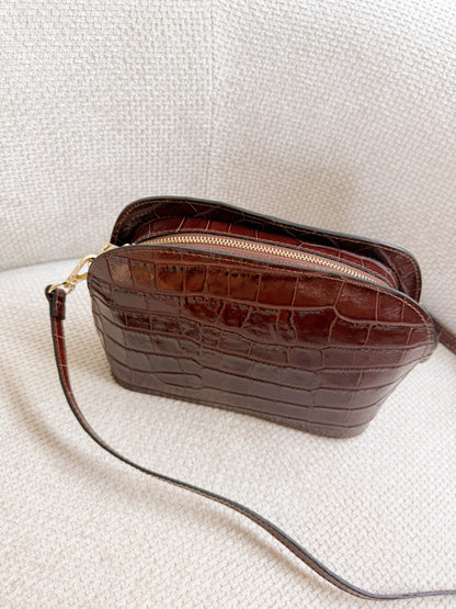 Sac à main croco Côme marron