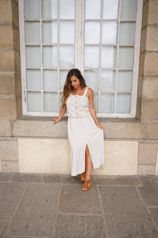 Jupe en lin beige