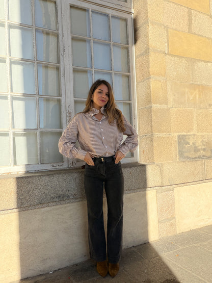 Chemise rayée chocolat Elise