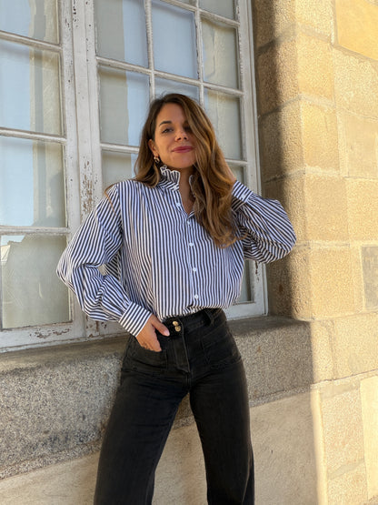 Chemise rayée bleu marine Elise