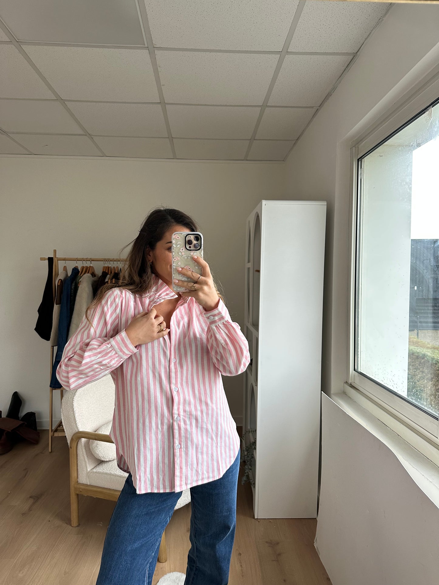 Blouse à rayures Colette roses et blanches