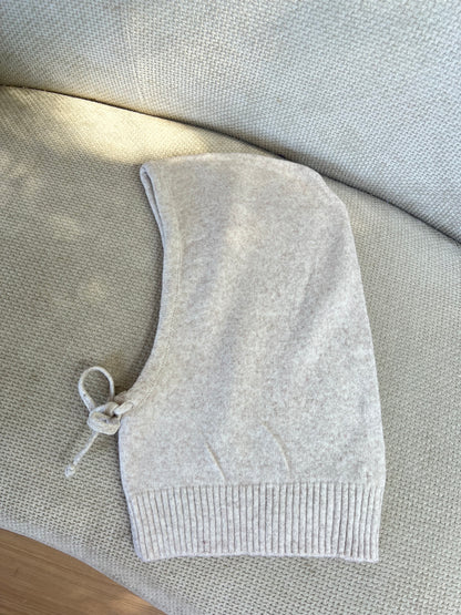 Cagoule léopard en laine et cachemire beige