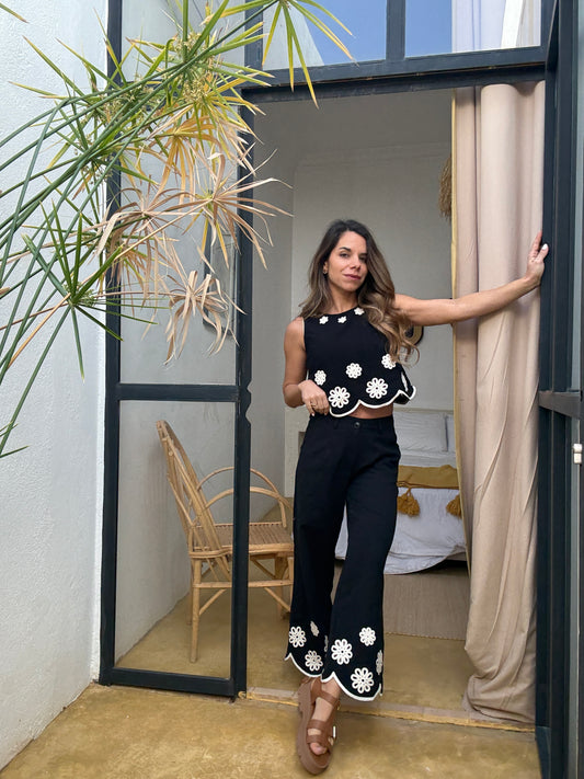Pantalon à broderie Persée