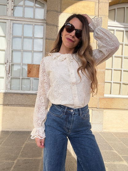 Blouse en dentelle écrue Constance
