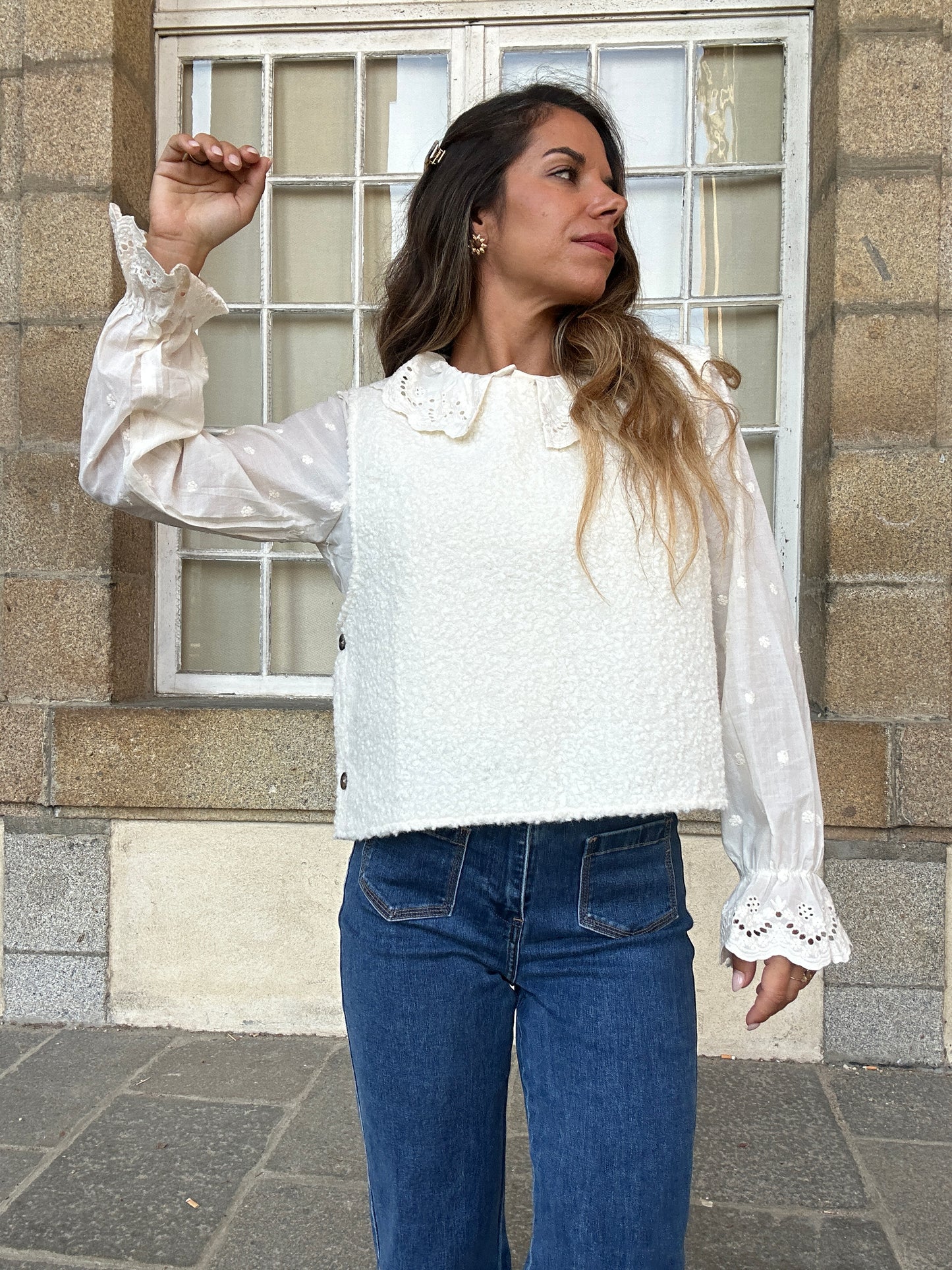 Pull sans manches Louisa beige