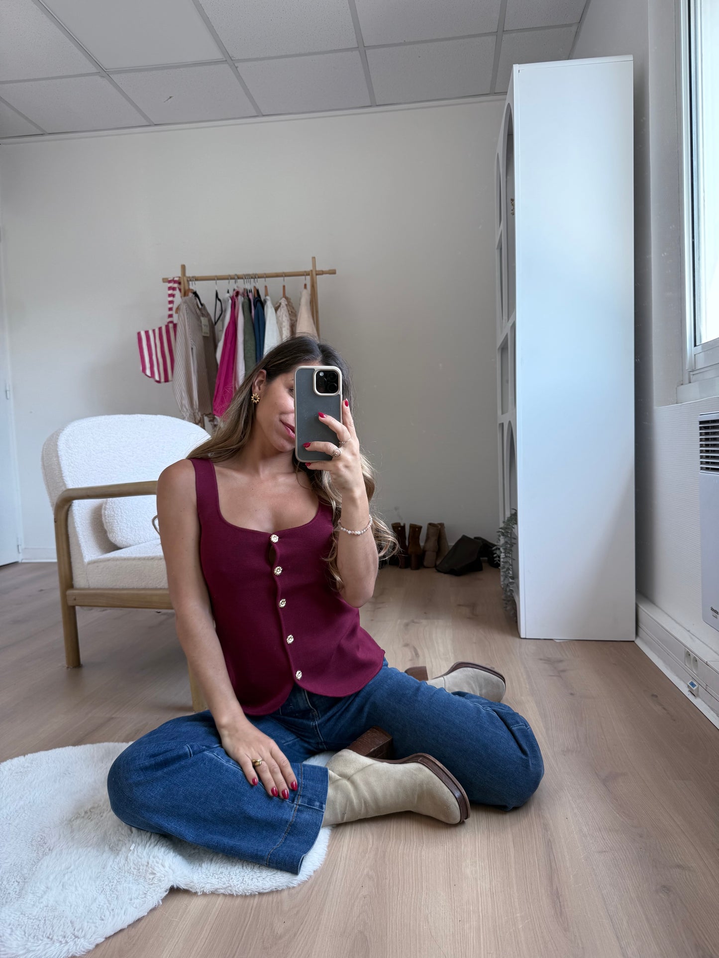 Top Ambre bordeaux