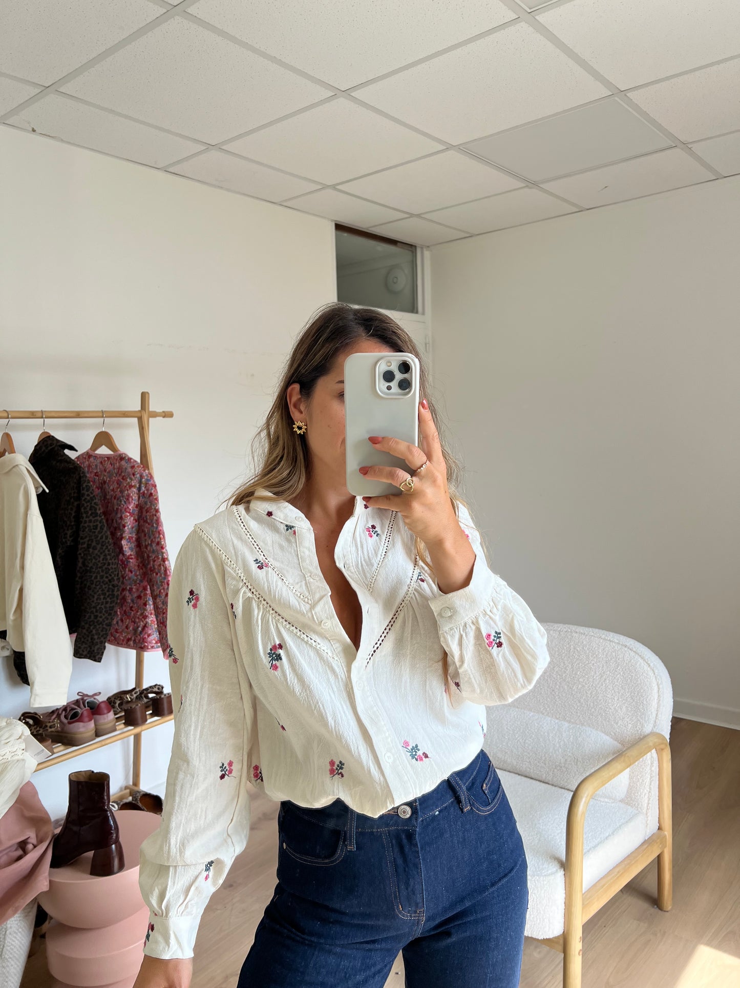 Blouse brodée fleurie Paula