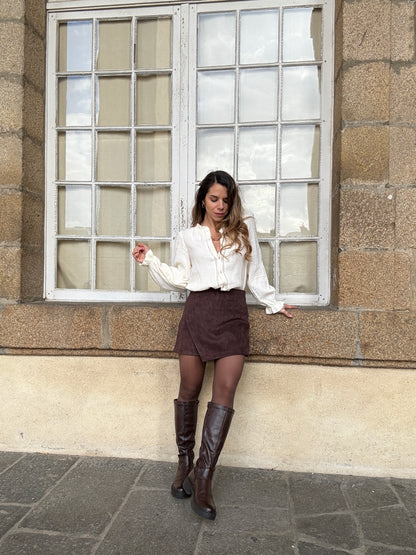 Jupe short en suédine Selena chocolat