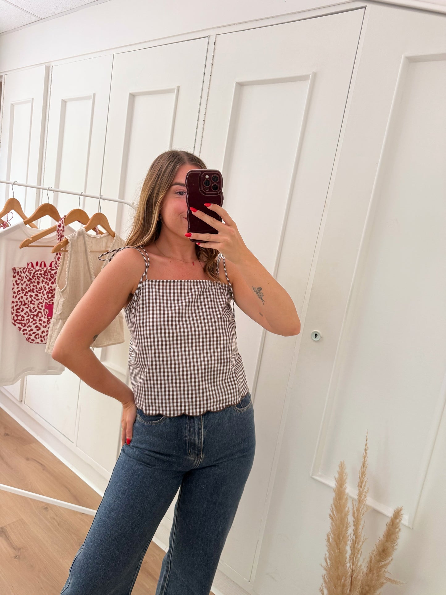 Top vichy Aimée marron