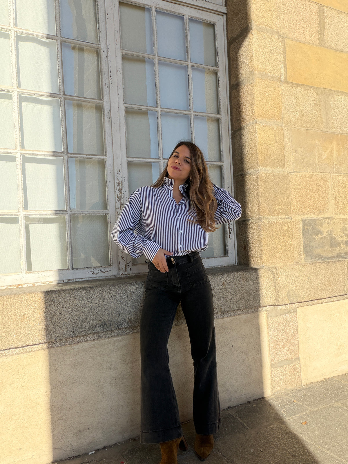 Chemise rayée bleu marine Elise