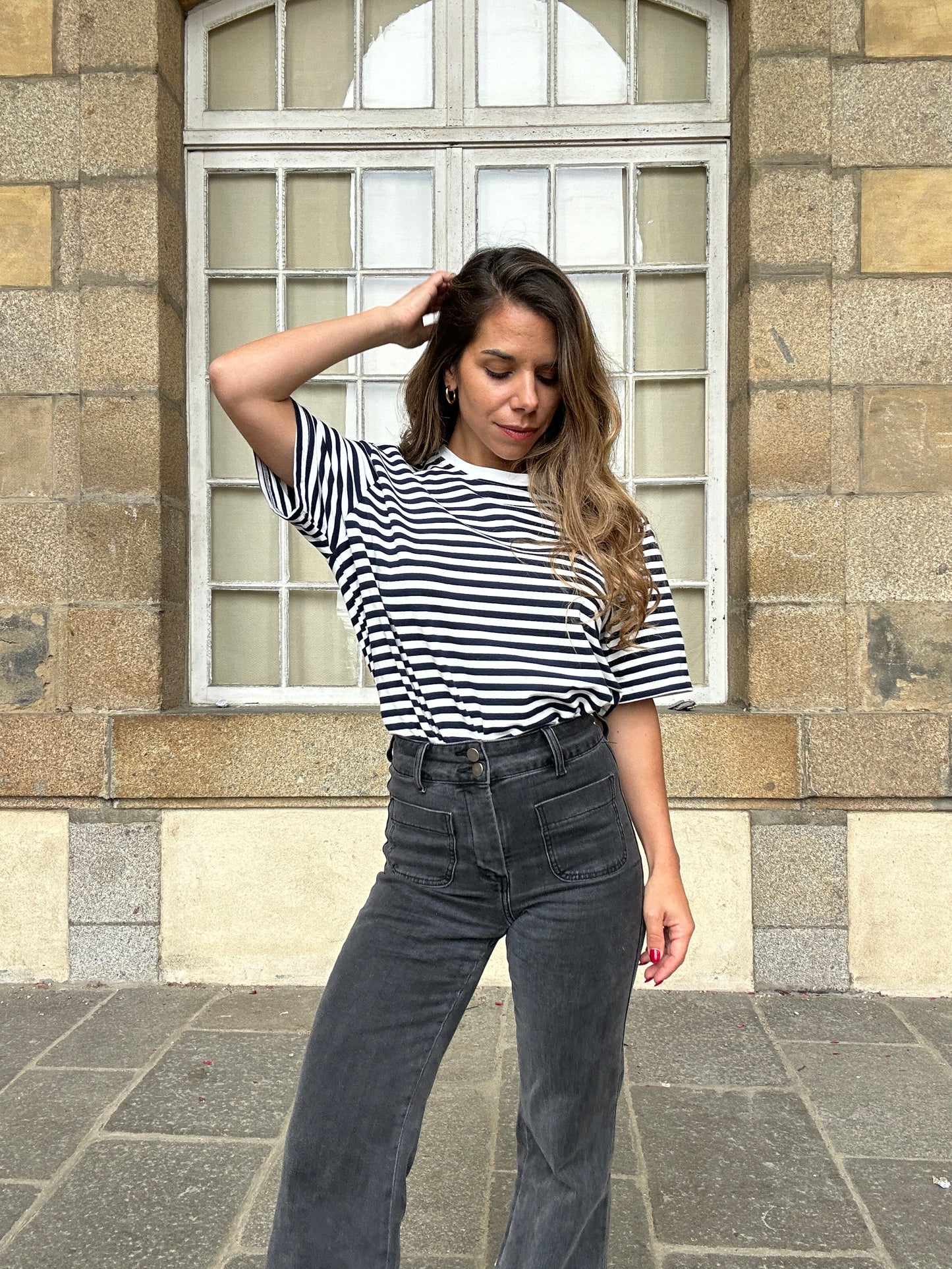 Tee-shirt rayé bleu marine Jules