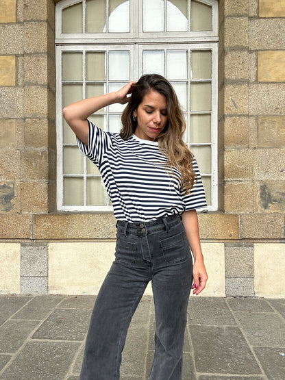 Tee-shirt rayé bleu marine Jules