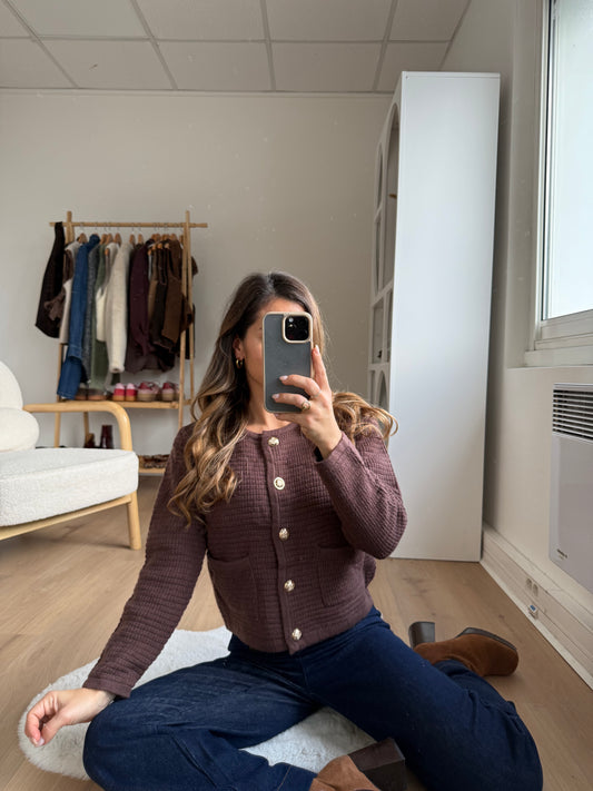 Cardigan à grosses mailles Giulia chocolat