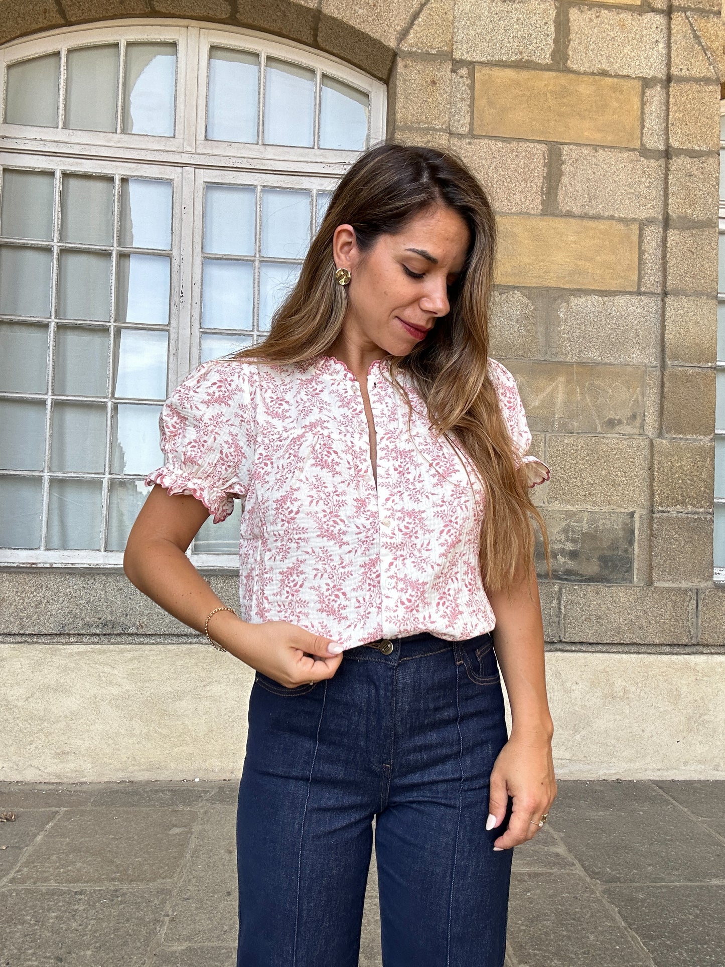 Blouse à manches courtes Mila rose