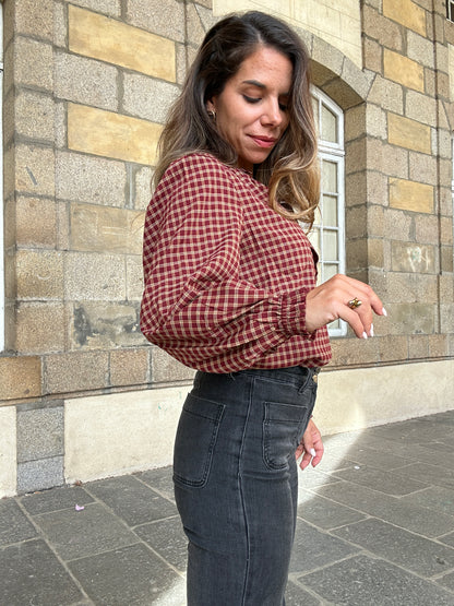 Blouse à carreaux Sybille bordeaux
