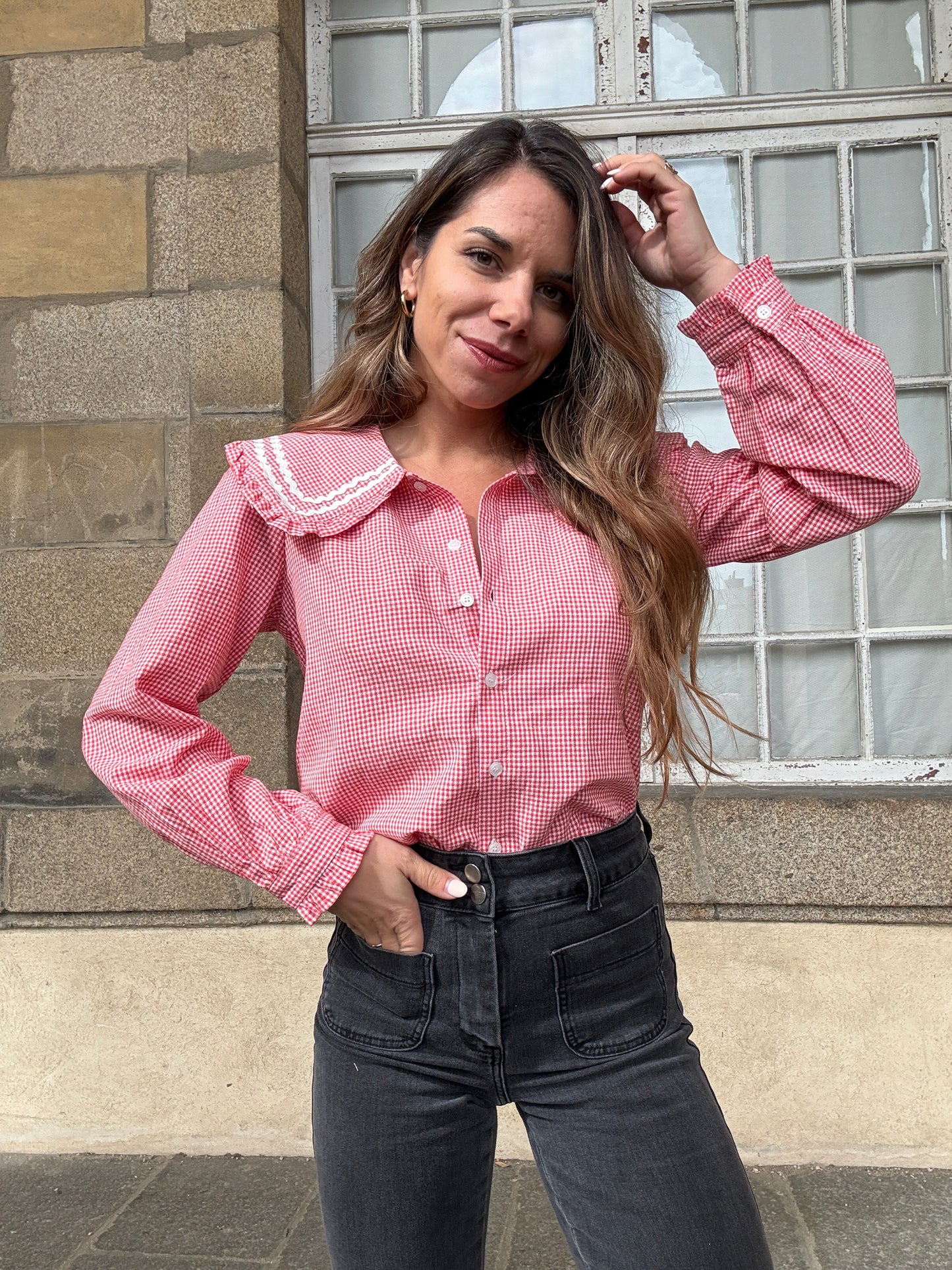 Blouse vichy col Claudine Anaëlle