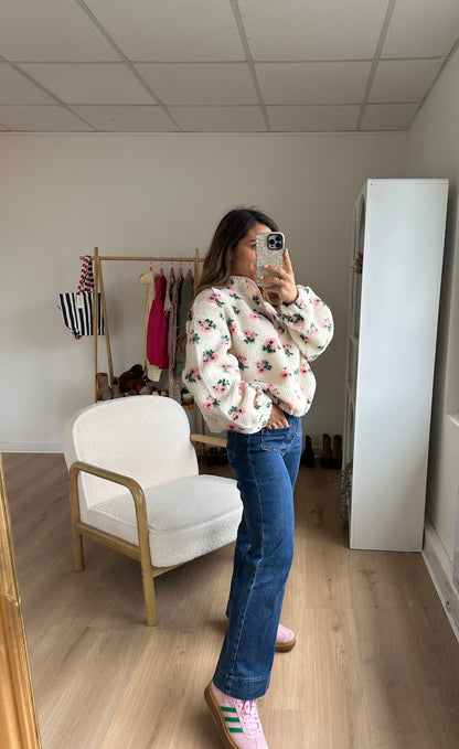 Veste moumoute fleurie Lisa
