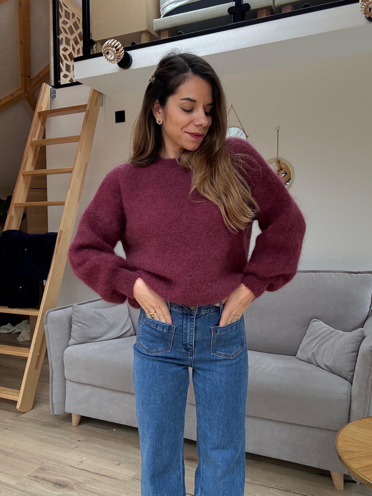 Maille en mohair et laine Gaia Bordeaux