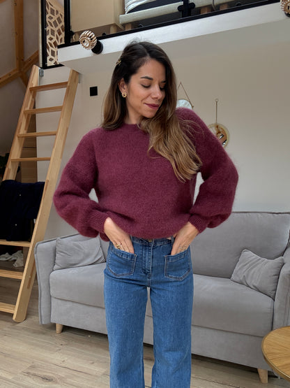 Maille en mohair et laine Gaia Bordeaux