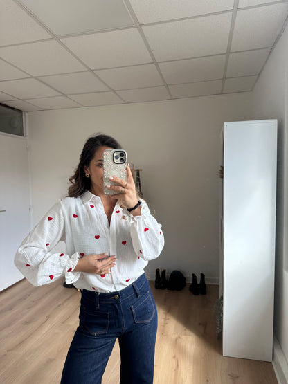 Blouse Victoire cœur en gaze de coton