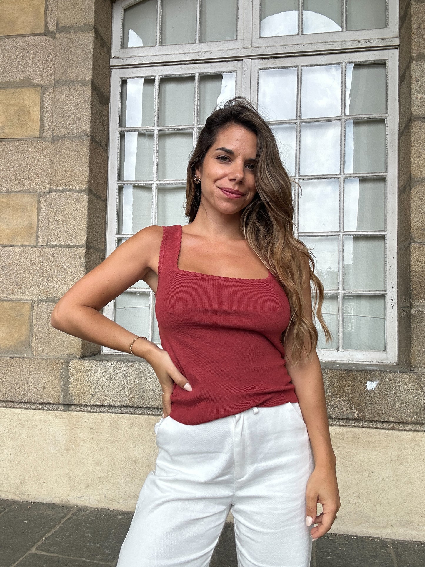 Top Lise vieux rose