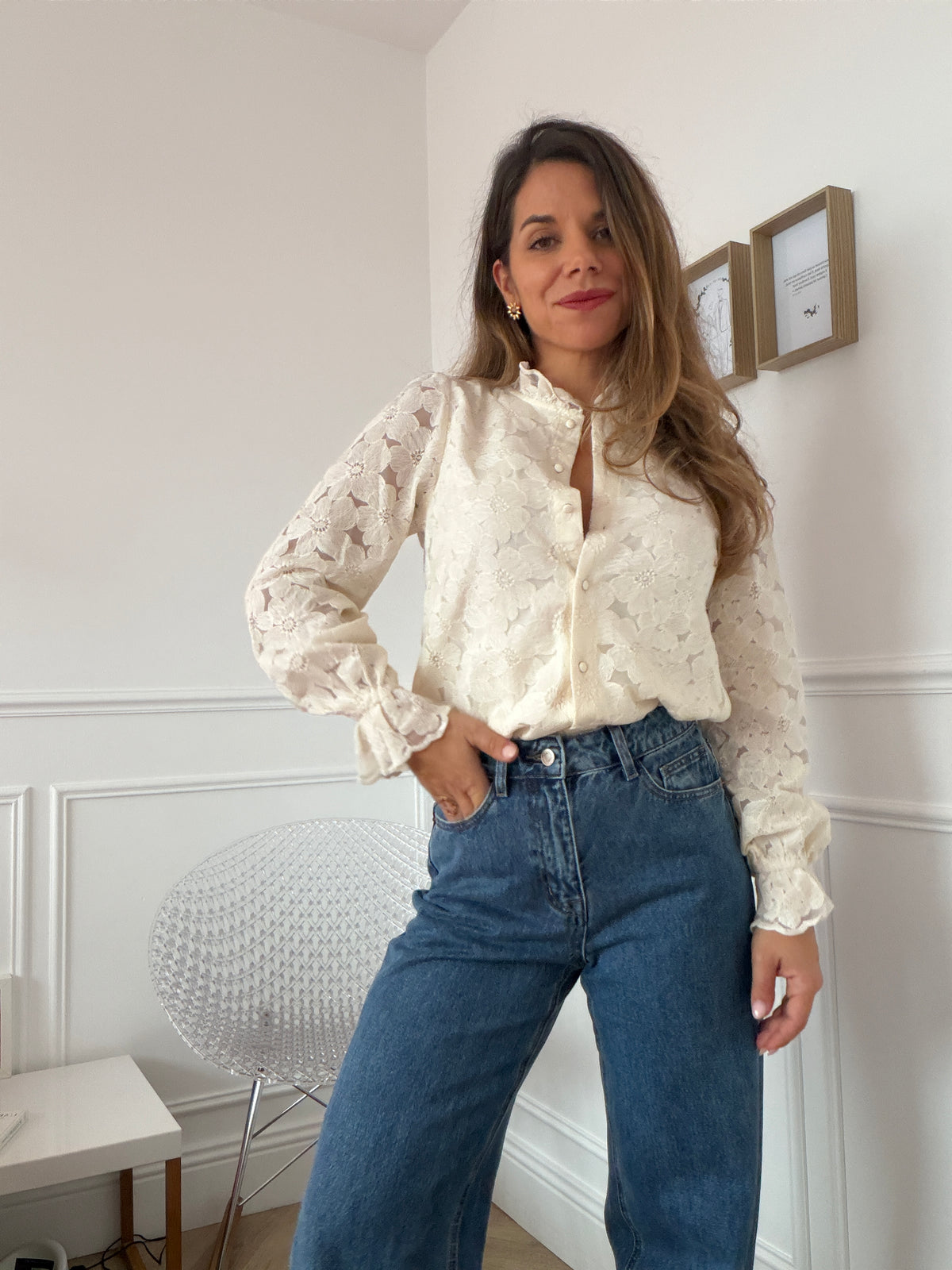 Blouse en dentelle écrue Léandre