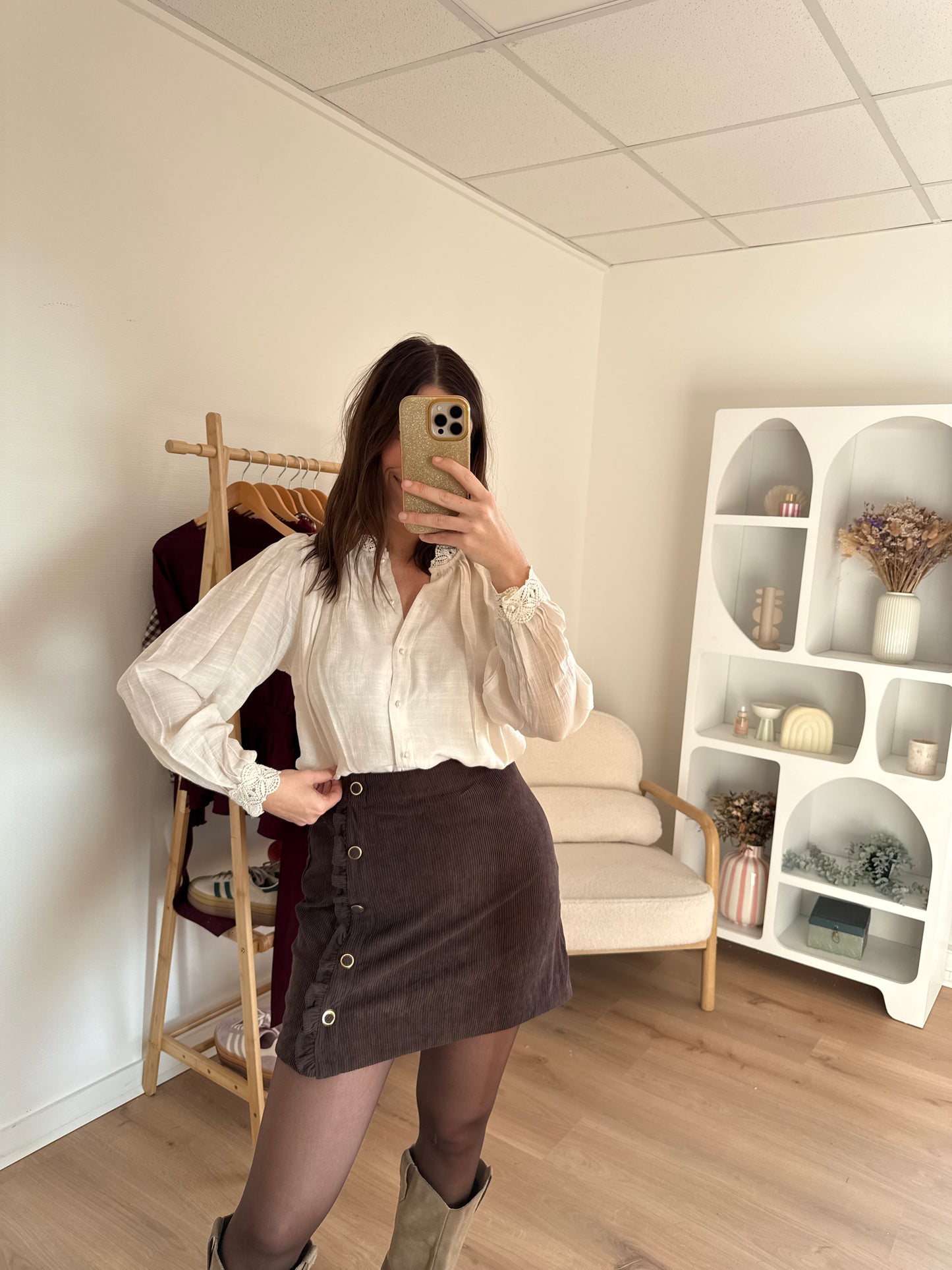 Jupe en velours Louisa chocolat