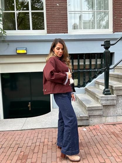 Veste trench Edith en coton Liberty bordeaux