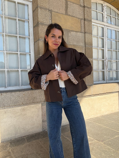 Veste trench Edith en coton Liberty marron