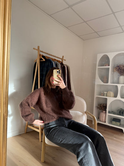 Maille en mohair et laine Gaia chocolat