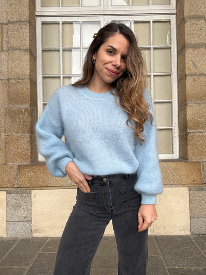 Maille en mohair et laine Gaia bleu glacier