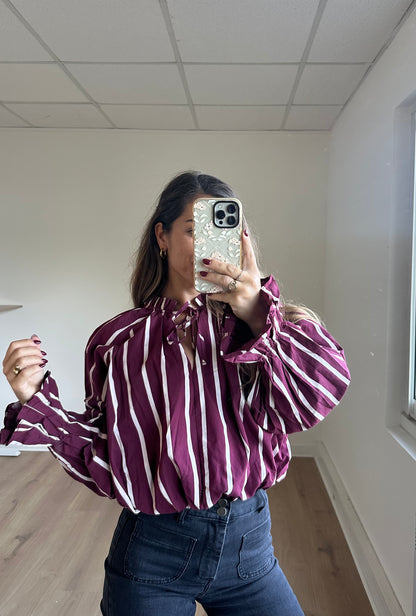 Chemise Nina à rayures bordeaux