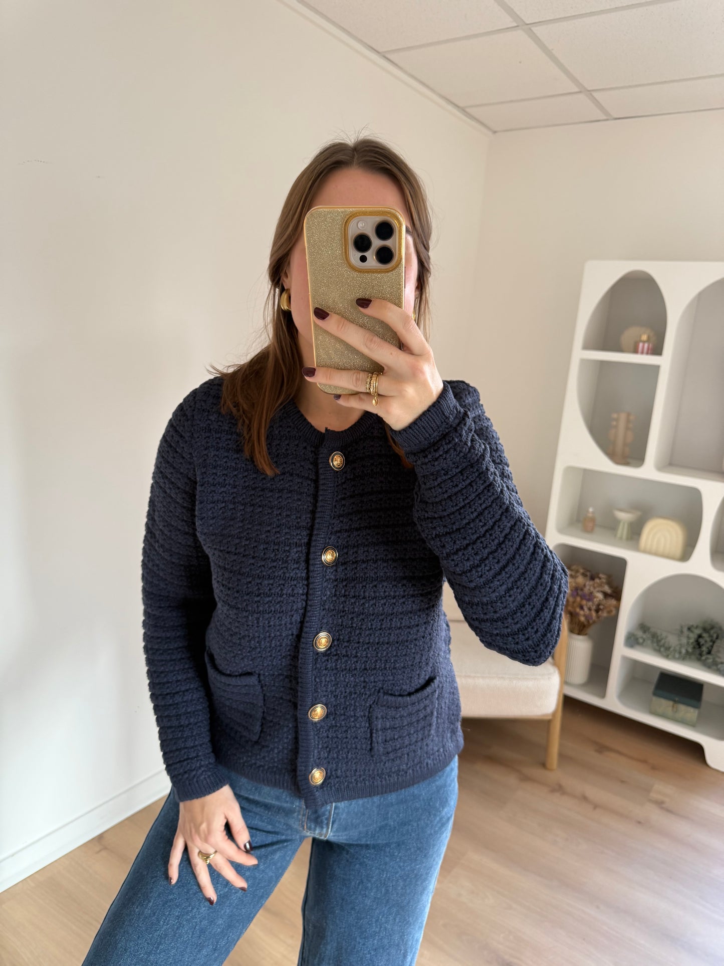 Cardigan à grosses mailles Navy