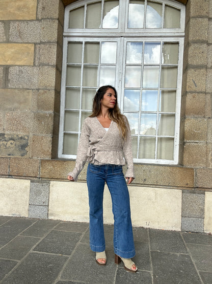 Cardigan à noeud Helena taupe