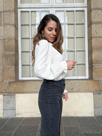Blouse écrue en double gaze Lili