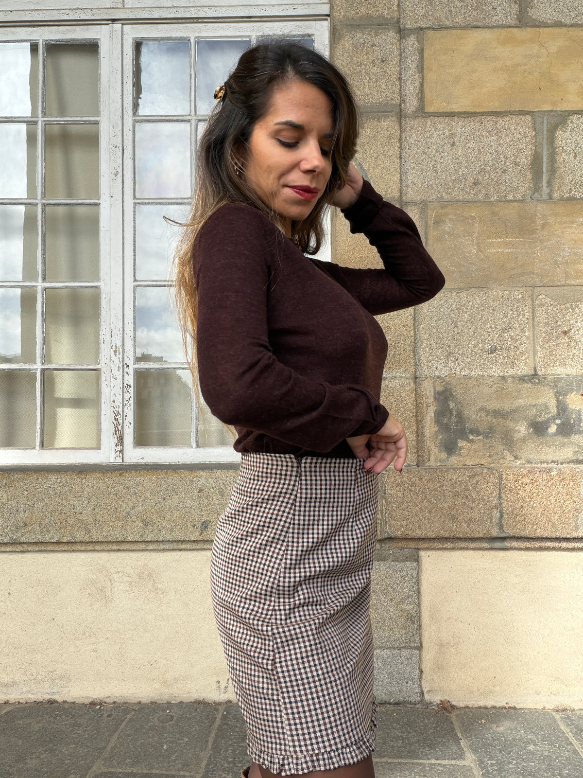 Pull fin Faustine chocolat