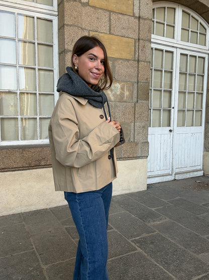 Cagoule en laine et cachemire grise