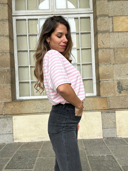 Tee-shirt rayé rose Jules