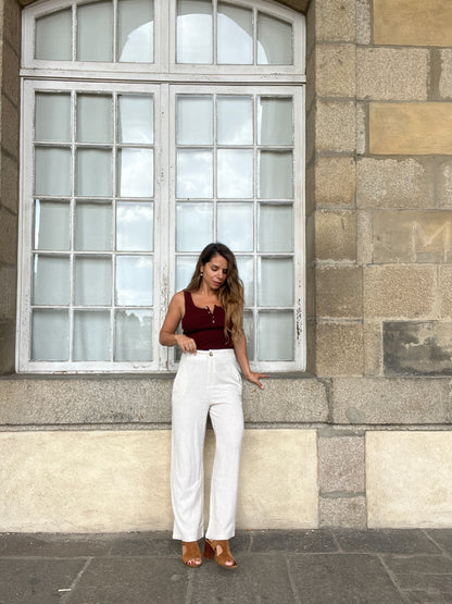 Pantalon en lin beige