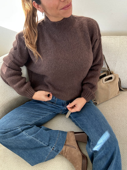 Pull en maille à col rond Hortense chocolat