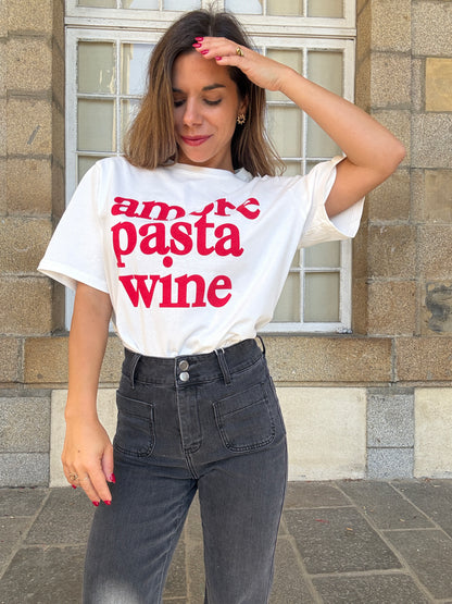Tee shirt Amor, Pasta, wine
