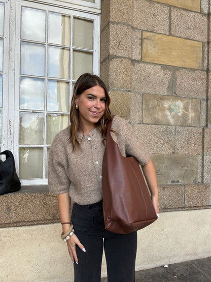 Sac à main en cuir  Marine marron