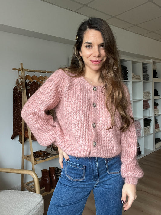 Cardigan rose chiné Honorine
