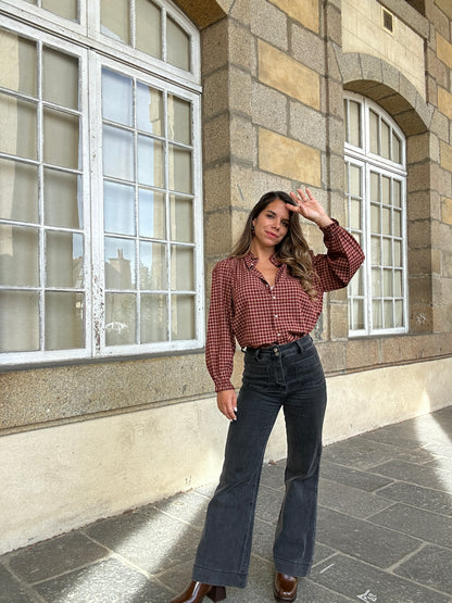 Blouse à carreaux Sybille bordeaux