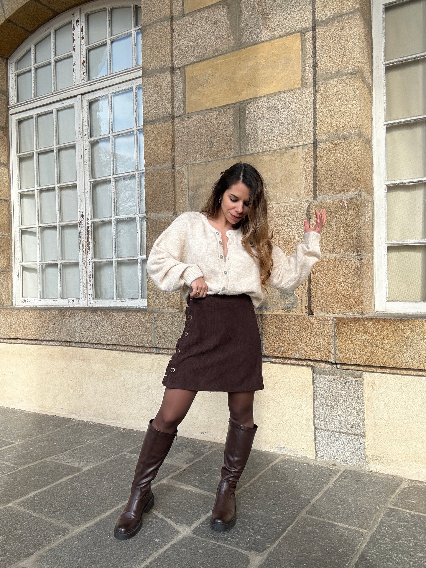 Jupe en velours Louisa chocolat