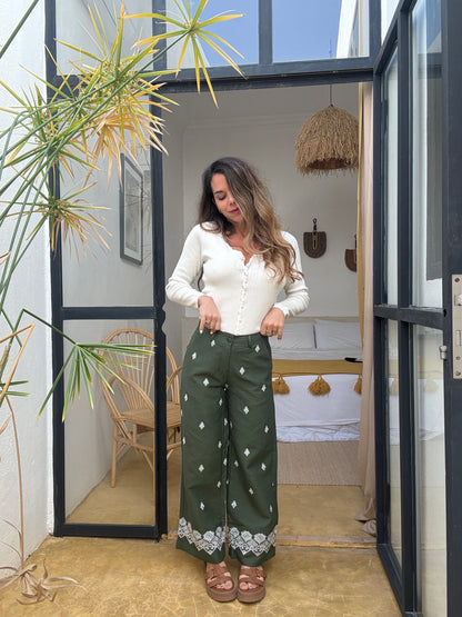 Pantalon fluide Lola kaki