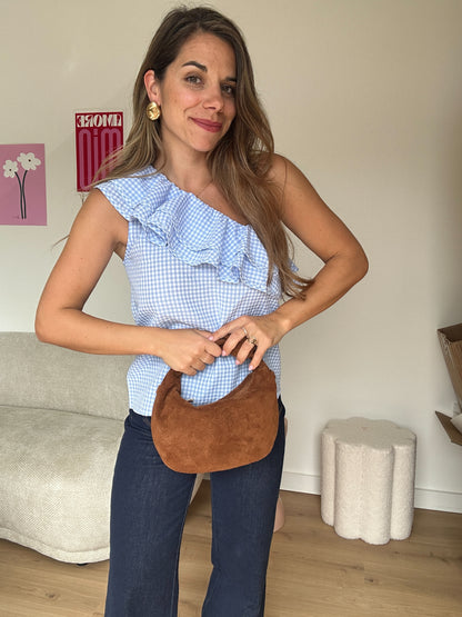 Top Ellie vichy bleu ciel
